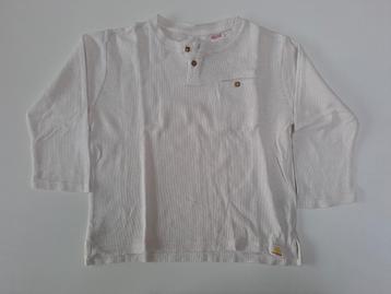 Mt 98 Witte T-shirt lange mouwen met bruine knoopjes  beschikbaar voor biedingen