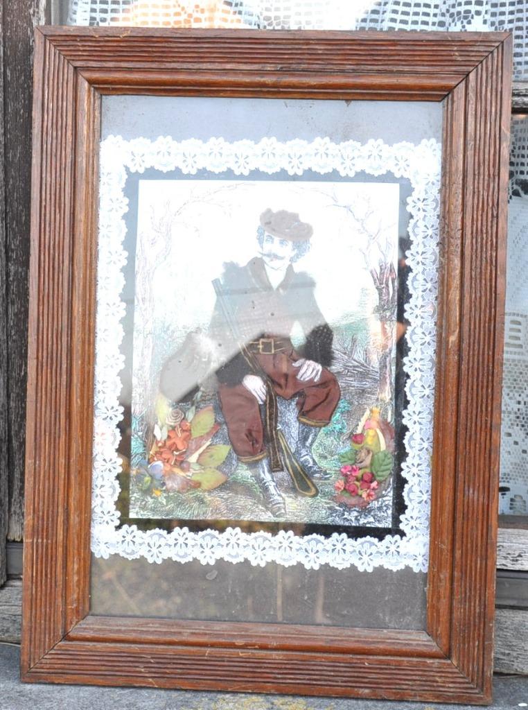 cadre avec realisation artisanal chasseur au repos, Enlèvement ou Envoi