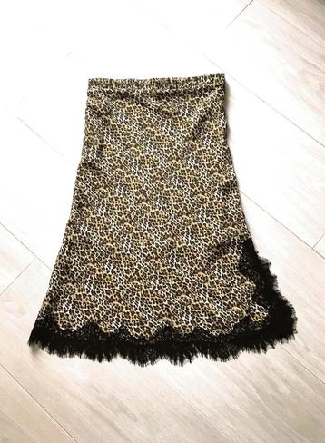 GOLD HAWK - zijden rok met kant - silk skirt with lace - S