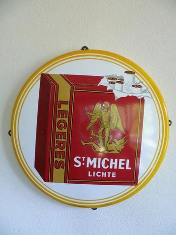EMAILLE RECLAME BORD"ST.MICHELS LICHTE SIGARETTEN"UIT 1953 beschikbaar voor biedingen