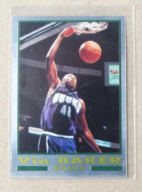 94-95 Panini sticker #C Vin Baker silver foil Rookie team, Sport en Fitness, Basketbal, Zo goed als nieuw, Overige typen, Verzenden