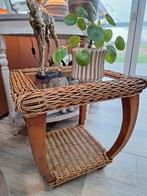 Table d'appoint en rotin massif avec plateau en verre, Maison & Meubles, Enlèvement, Verre