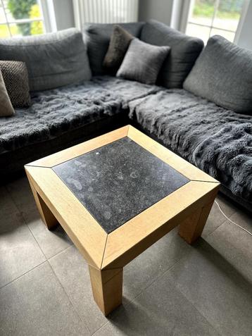 salontafel eik met marmer beschikbaar voor biedingen