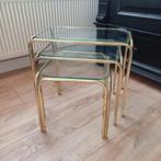 retro/vintage messing/glas mimiset (nesttafels), Huis en Inrichting, Ophalen, Glas