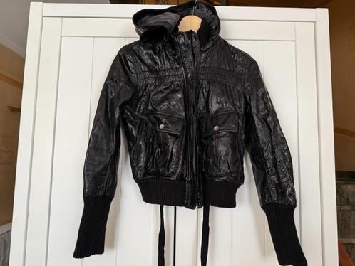 Veste en cuir noir femme – CHINE Belgian Design – Neuve, Kleding | Dames, Jassen | Zomer, Nieuw, Maat 36 (S), Zwart, Ophalen