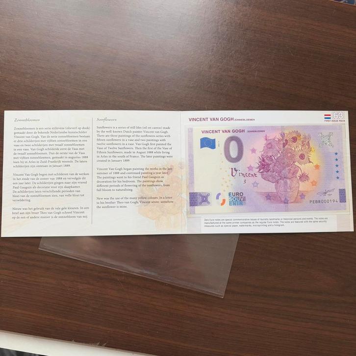 0 Euro souvenir biljet Van Gogh Zonnebloemen, Postzegels en Munten, Bankbiljetten | Europa | Eurobiljetten, Setje, Ophalen of Verzenden