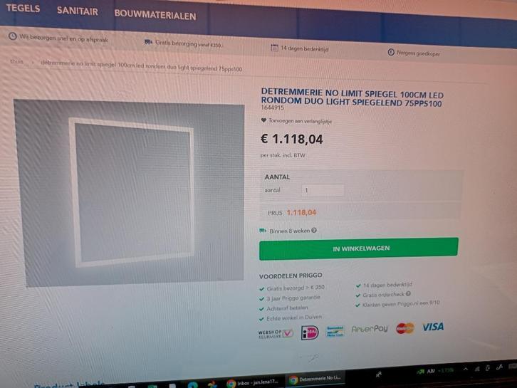 Badkamer spiegel, Doe-het-zelf en Bouw, Sanitair, Nieuw, Overige typen, Glas, Ophalen