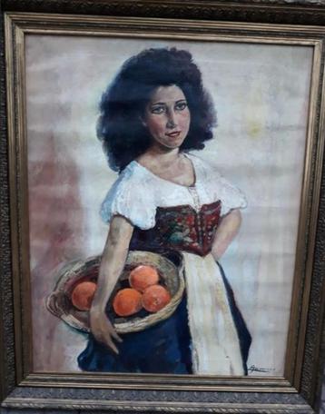 Dame met fruitmand - Leon Tamenne - Dendermondse school beschikbaar voor biedingen