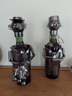 2 decoratieve metalen fleshouders in vorm robot, Ophalen of Verzenden