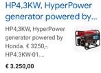 Honda HyperPower HP4.3KW, Doe-het-zelf en Bouw, Ophalen, Nieuw