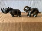 2 beeldjes olifant/ neushoorn, Verzamelen, Ophalen, Zo goed als nieuw