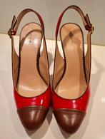 rood lakleer met bruin leder - hak bruin ongeveer 11 cm, Kleding | Dames, Ophalen of Verzenden, Zo goed als nieuw, Bruin