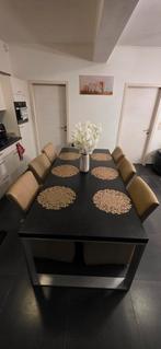 Mooi Eettafel met 6 conf. stoelen + salontafel en tv meubel, Ophalen