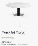 Eettafel Tiele met keramisch blad Carrara Wit 160cm, Ophalen, Design, 150 tot 200 cm, Rond