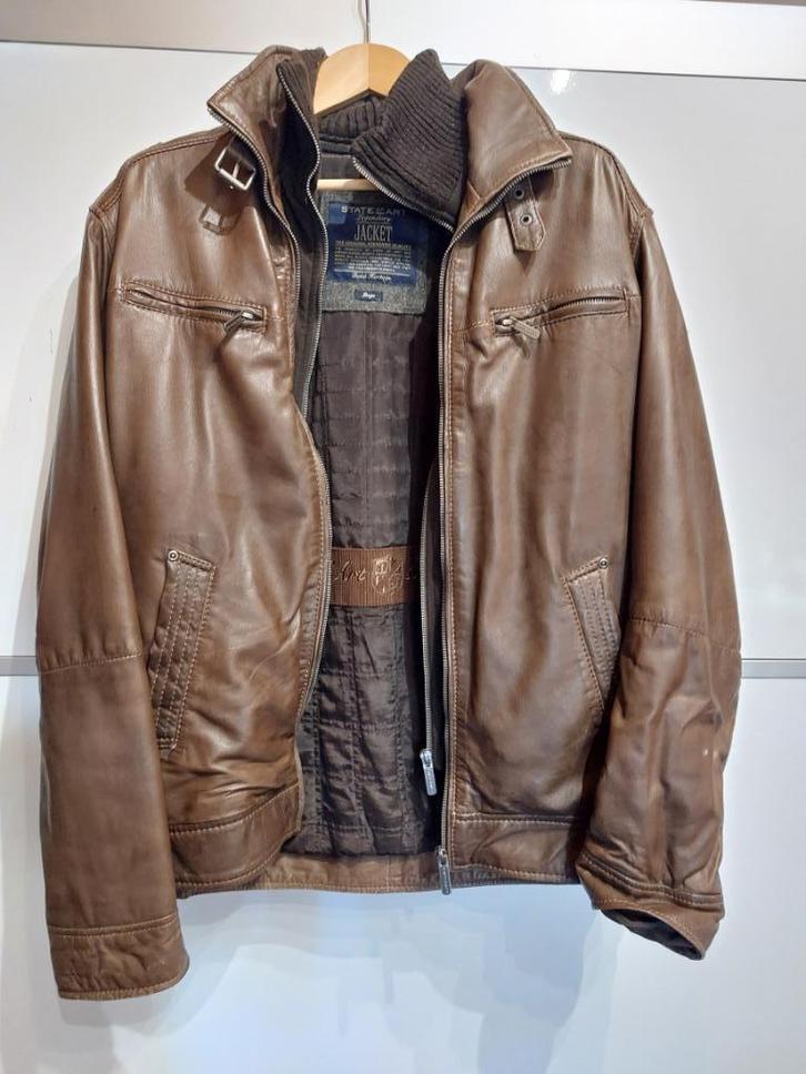 Veste homme cuir brun fin - Taille L  - State of Art Jacket, Kleding | Heren, Jassen | Winter, Gedragen, Maat 52/54 (L), Bruin