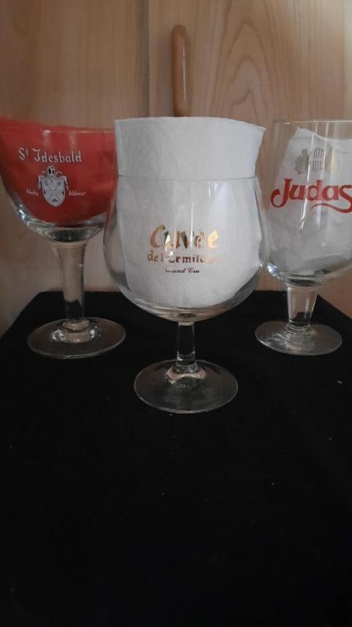 glas Cuvée de l'Ermitage grand cru/JUDAS/ ST IDESBALD -abdij, Verzamelen, Glas en Drinkglazen, Bierglas, Ophalen of Verzenden