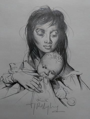 Mooie originele potloodtekening van Aimé Van Belleghem.  beschikbaar voor biedingen