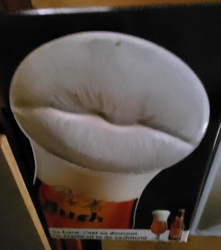 Bush Peche Mel publiciteitsbord, Verzamelen, Biermerken, Zo goed als nieuw, Ophalen of Verzenden