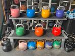 Kettlebell rek incl 7 kettlebells 8-32 kg gewichten, Sport en Fitness, Fitnessmaterialen, Gebruikt, Kettlebell, Ophalen