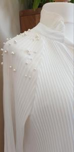 Geplooide witte blouse - Maat 2, Kleding | Dames, Blouses en Tunieken, Ophalen of Verzenden, Zo goed als nieuw, Maat 38/40 (M)