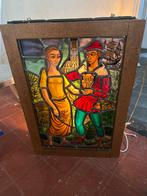 Decoratief verlicht glasraam lood Tijl en Nele, Ophalen