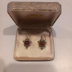 Antieke zilver 925 oorbellen met amber, Enlèvement ou Envoi, Argent, Boucles d'oreilles
