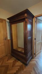 Antieke eiken kast met spiegel en lade, Antiek en Kunst, Antiek | Meubels | Kasten, Ophalen