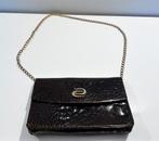 Vintage bruine kroko clutch, Enlèvement ou Envoi, Utilisé, Brun, Sac de soirée