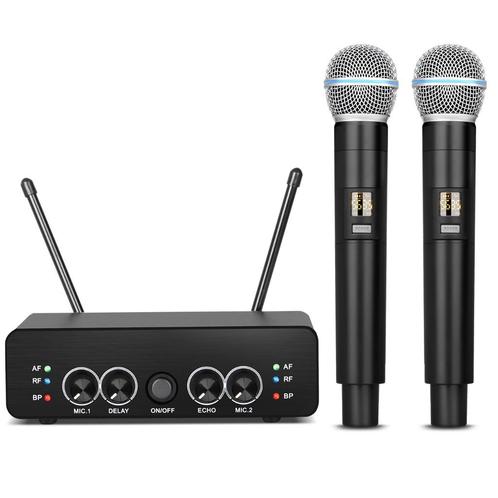 Draadloze microfoon, metaal, dual professionele UHF, Muziek en Instrumenten, Microfoons, Zo goed als nieuw, Studiomicrofoon, Ophalen of Verzenden