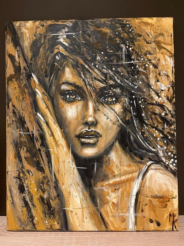 Schilderij senuele dame door Mk Art, Antiek en Kunst, Kunst | Schilderijen | Modern, Ophalen of Verzenden