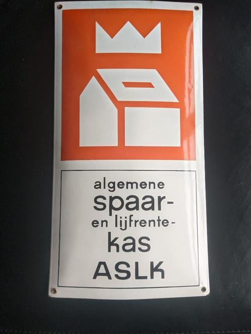 Oud & Zwaar & ZELDZAAM ASLK EMAILLE RECLAMEBORD  ( Bieden! ), Verzamelen, Merken en Reclamevoorwerpen, Gebruikt, Reclamebord, Ophalen of Verzenden