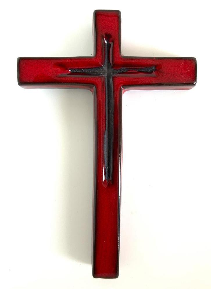 Bayer brutalist rood keramiek kruis keramische kruisbeeld, Antiquités & Art, Antiquités | Céramique & Poterie, Enlèvement ou Envoi