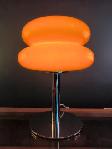 Lampe design rétro en verre orange champignon du milieu du s