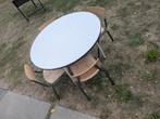 Vintage kindertafel + 4 stoeltjes, Ophalen, Gebruikt, Tafel(s) en Stoel(en)