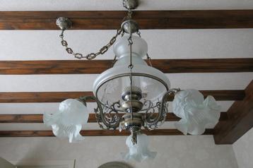 luster, Huis en Inrichting, Lampen | Kroonluchters, Ophalen, Gebruikt, Glas, Retro