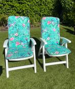 2 fauteuils de jardin inclinables avec coussins, Utilisé