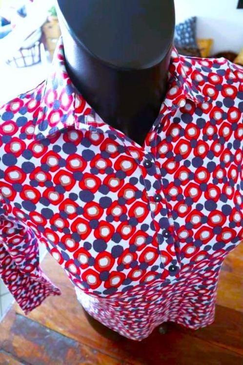 stijlvol rood/blauw/wit T-shirt-blouse, Vêtements | Femmes, Blouses & Tuniques, Comme neuf, Taille 38/40 (M), Rouge, Enlèvement ou Envoi