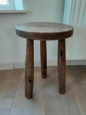 Vintage houten kruk melkstoeltje driepoot, Ophalen of Verzenden, Gebruikt, Hout