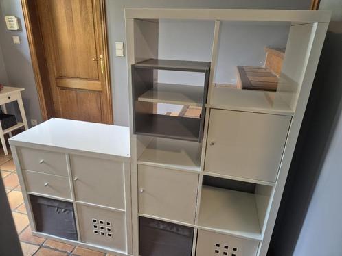 Meubels met 2 kubusjes, witte lak, Kallax IKEA, met 9 access, Huis en Inrichting, Kasten | Stellingkasten, Zo goed als nieuw, Ophalen