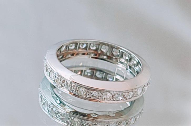 Platina americaine met diamant 0,65kt, Handtassen en Accessoires, Ringen, Zo goed als nieuw, Dame of Heer, Overige materialen
