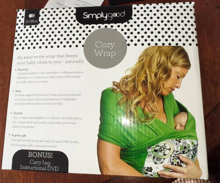 Baby draagdoek Simplygood Cozy wrap grijs, Kinderen en Baby's, Babydragers en Draagdoeken, Nieuw, Draagdoek, Buik, Verzenden