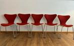 5 vlinderstoelen gestoffeerd Fritz Hansen Rood, Ophalen, Rood, Danish Design
