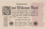 ZWEI MILLIONEN MARK REICHSBANKNOTE 1923, Postzegels en Munten, Los biljet, Duitsland, Ophalen of Verzenden