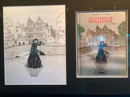 Originele cover tekening met album ingekaderd, Antiek en Kunst, Kunst | Tekeningen en Fotografie, Ophalen of Verzenden