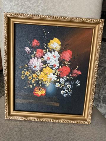 Mooi schilderij BLOEMEN IN EEN BLAUWE VAAS, Antiek en Kunst, Kunst | Schilderijen | Klassiek, Ophalen of Verzenden