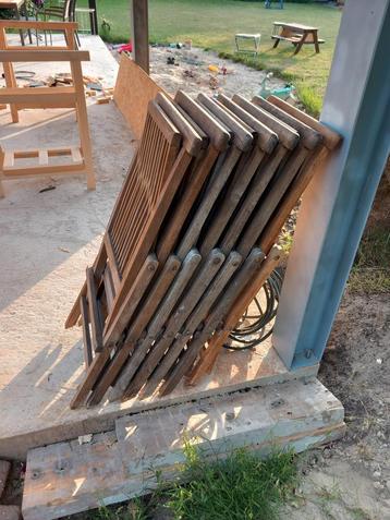 Tuinstoelen/klapstoelen 7 stuks teak hout, Tuin en Terras, Ophalen, Gebruikt