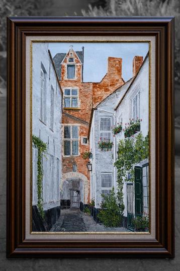 Vlaaikensgang-Antwerpen olieverf/doek van Fernand Megens beschikbaar voor biedingen
