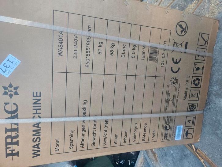 Machine à laver FRIAC 8 KG 2,30 EURO, Electroménager, Lave-linge, Neuf, Enlèvement ou Envoi