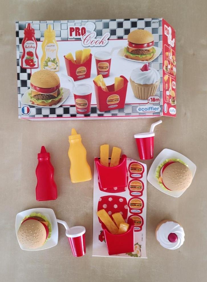 Plastic speelset Ecoiffier fastfood, Enfants & Bébés, Jouets | Jouer aux cuisines, Comme neuf, Accessoires de cuisine de jeu, Plastique