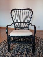 Fauteuil, zwarte rieten stoel, Huis en Inrichting, Stoelen, Ophalen, Zwart